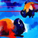 Buffalos In A Blue Field